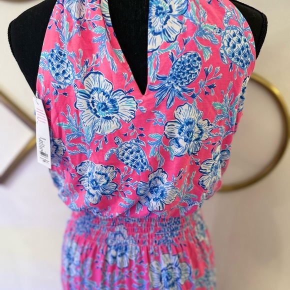 Lilly Pulitzer Pink and Blue Floral Midi Dress - Picture 2 of 4